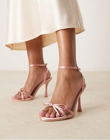 Sharly heeled sandals with bow detail in satin blush