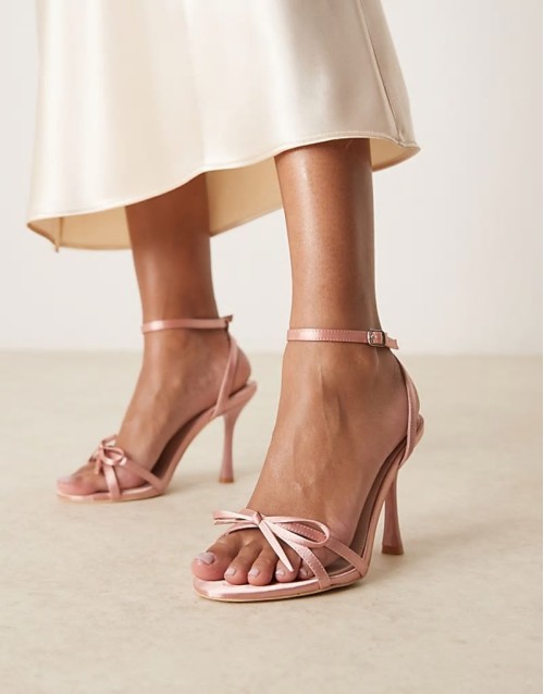 Sharly heeled sandals with bow detail in satin blush