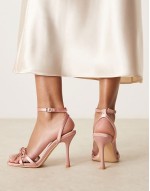 Sharly heeled sandals with bow detail in satin blush