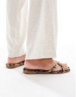 Lanah strap buckle flat sandal in leopard